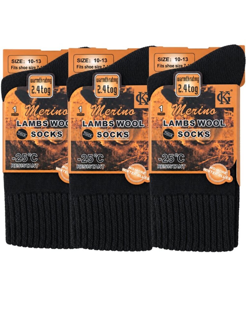Men Lamb Wool Socks, Size 10-13, 3-Pack, Merino Wool Comfy Warm for Winter